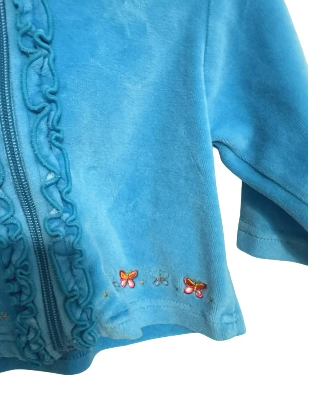 TMC The Mayfair Company Y2K Blue Butterfly Ruffle Zip Up Jacket Girls 3-6M
